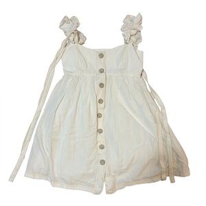 Dainty White Dress with buttons and ruffle accents